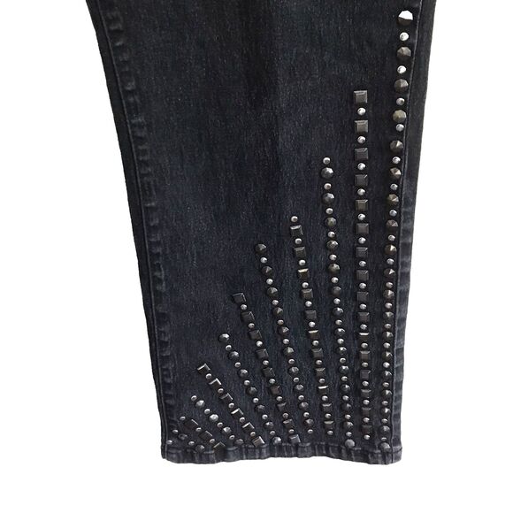DG2 Diane Gilman Women's Studded Stretch Denim Jeans Wide Leg Dark Wash Siz 20W - Picture 8 of 9